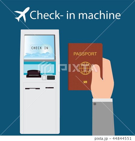 Businessman using the check-in machine. Businessman using the check-in machine. 44844551