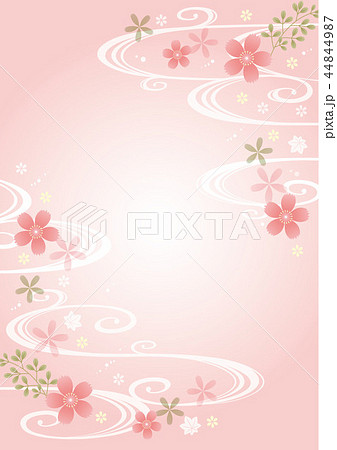 淡い桜と波の和柄のイラスト素材
