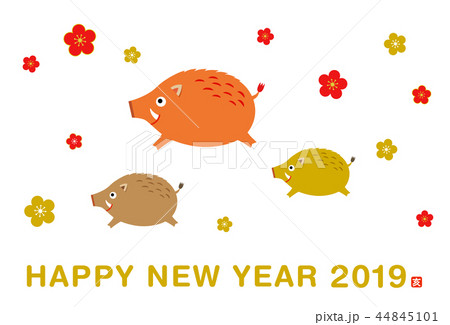 2019年 亥 年賀状素材　 44845101