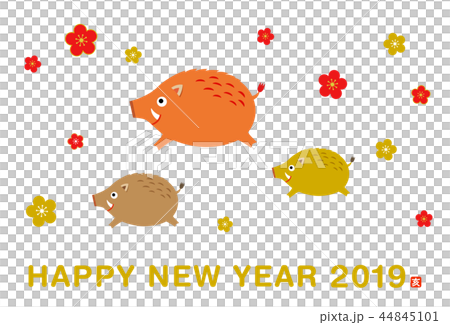 2019年 亥 年賀状素材　 44845101