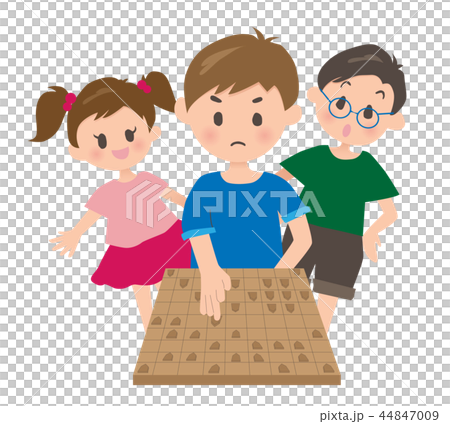 将棋を指す少年と子供達 44847009