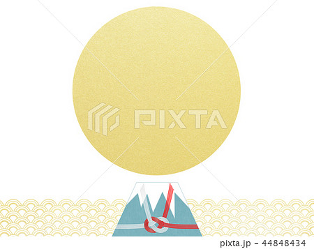 和-背景-富士山-日の出-和風-和柄-正月-年賀-水引 44848434