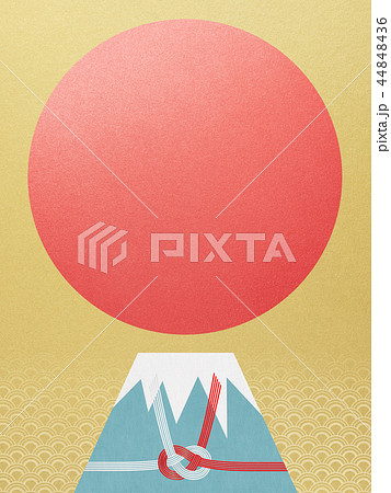 和-背景-富士山-日の出-和風-和柄-正月-年賀-水引 44848436