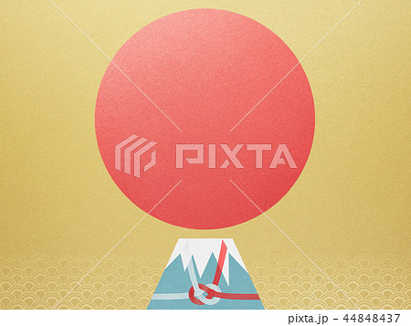 和-背景-富士山-日の出-和風-和柄-正月-年賀-水引 44848437
