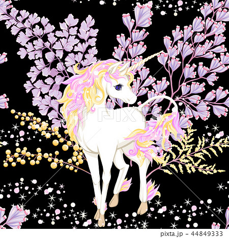 Seamless Pattern Background With Unicornのイラスト素材 44849333 Pixta