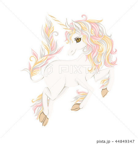 Unicorn With Gold Rose Color Maneのイラスト素材