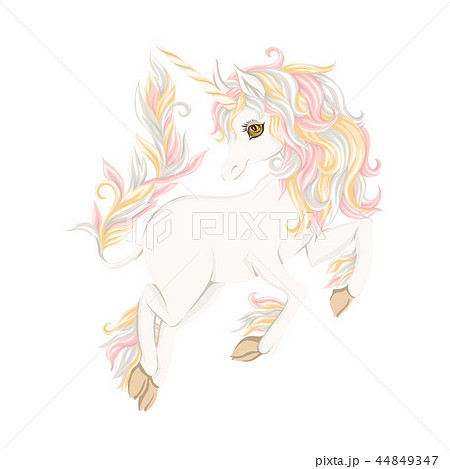 Unicorn With Gold Rose Color Maneのイラスト素材 44849347 Pixta