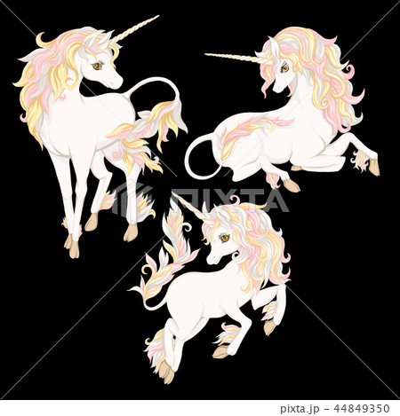 unicorn with gold rose color mane 44849350