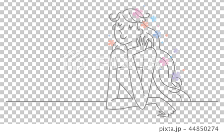 女性　ロングヘア　イメージ　イラスト　 44850274