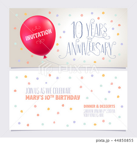 10 years anniversary invite vector illustration 44850855