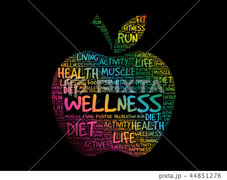 イラスト素材: Wellness apple word cloud colla