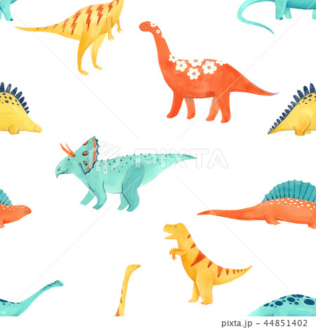 Watercolor dinosaur baby vector pattern Watercolor dinosaur baby vector pattern 44851402