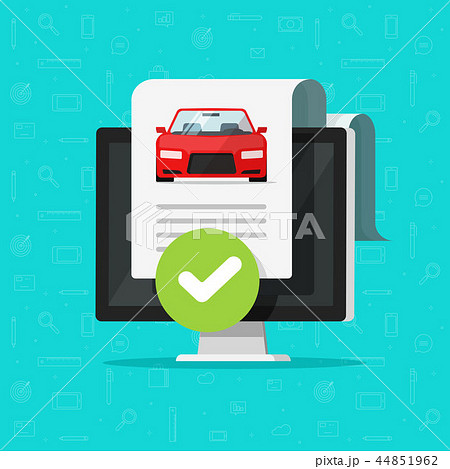 Car history check or report document approved on computer vector, good vehicle electronic diagnostic Car history check or report document approved on computer vector, good vehicle electronic diagnostic 44851962
