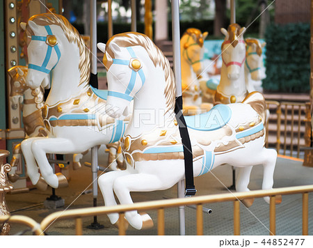 Horses on a carnival Merry Go Round 44852477