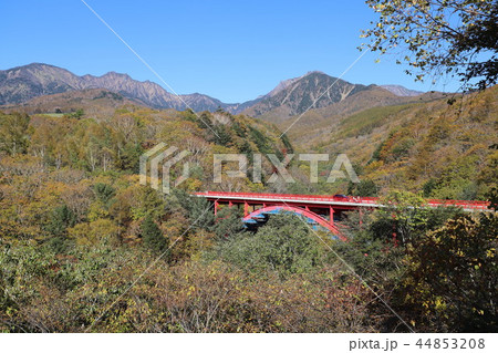 紅葉の東沢大橋 44853208
