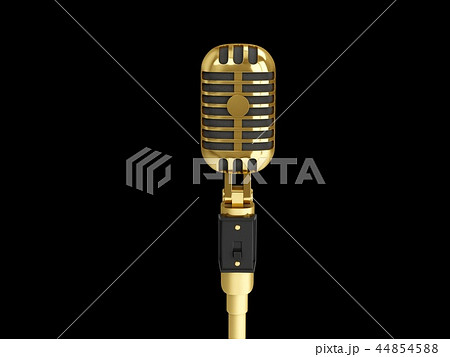 3D Rendering golden vintage studio microphone 44854588