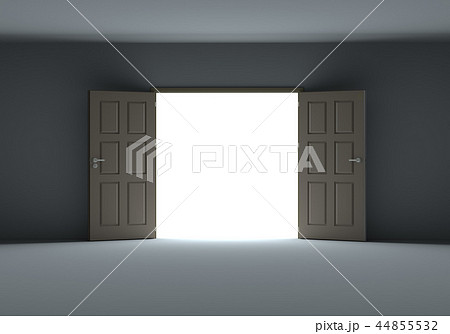 Doors opening to show bright light in the darkness 44855532