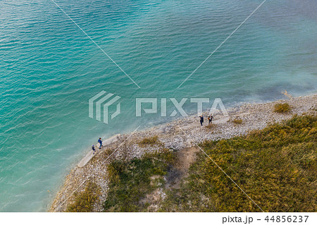 Turquoise water of lake powered by power plant 44856237