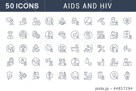 Set Vector Line Icons of AIDS and HIV. Set Vector Line Icons of AIDS and HIV. 44857294
