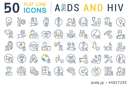 Set Vector Line Icons of AIDS and HIV. 44857295