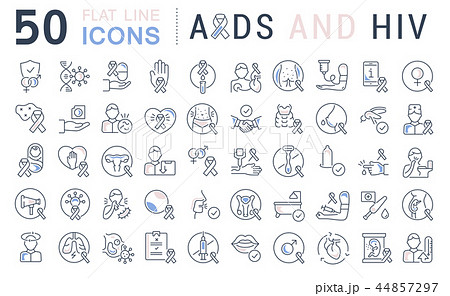 Set Vector Line Icons of AIDS and HIV. 44857297