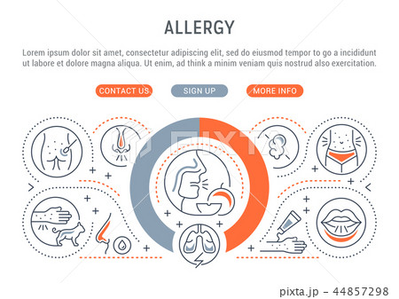 Linear Banner of Allergy. 44857298