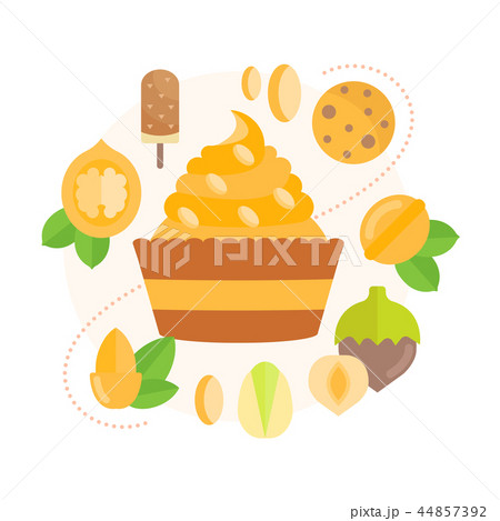 Vector Illustration of Sweets and Nuts. Vector Illustration of Sweets and Nuts. 44857392
