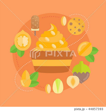 Vector Illustration of Sweets and Nuts. Vector Illustration of Sweets and Nuts. 44857393