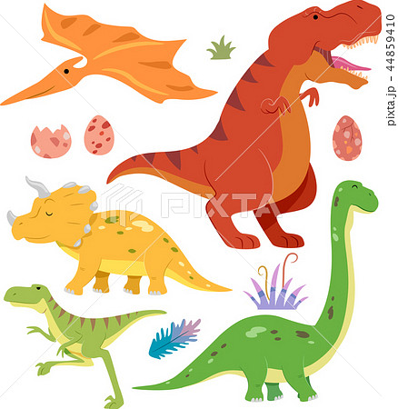 Prehistoric Dinosaur Elements Illustration 44859410