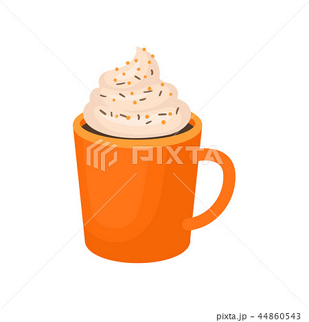 Pumpkin spice whipped latte, traditional Thanksgiving drink vector Illustration on a white Pumpkin spice whipped latte, traditional Thanksgiving drink vector Illustration on a white 44860543