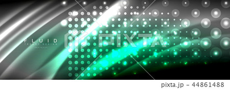 Liquid neon flowing waves, glowing light lines background 44861488