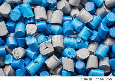 Extreme close up picture of polypropylene pellets. 44861759