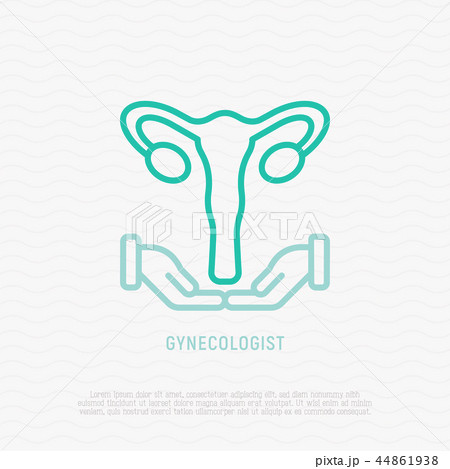 Uterus in hands thin line icon Uterus in hands thin line icon 44861938