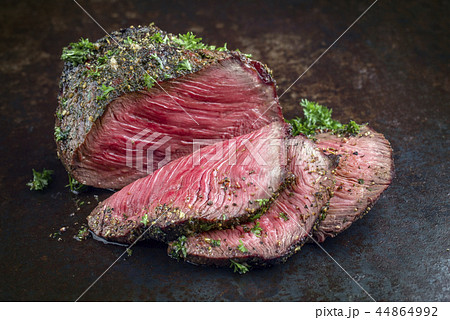 Barbecue Wagyu Point Steak sliced as close-up  44864992