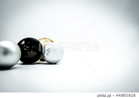 Black, silver and golden Christmas baubles Black, silver and golden Christmas baubles 44865928