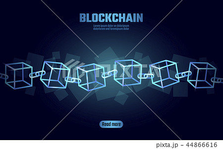 Blockchain cube chain symbol on square code big...のイラスト素材 [44866616 ...