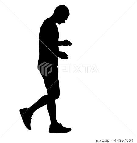 Silhouette of People Standing on White Background 44867054