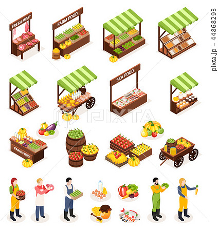 Farmer Market Isometric Icons Set  44868293