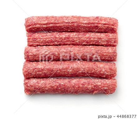 Top view of fresh raw beef kebabs 44868377