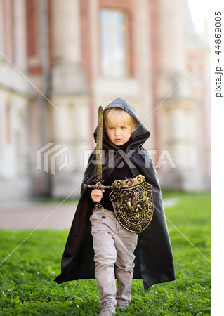 Portrait of a cute little boy dressed as a medieval knight 44869005