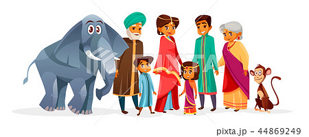 Indian family cartoon illustration characters Indian family cartoon illustration characters 44869249