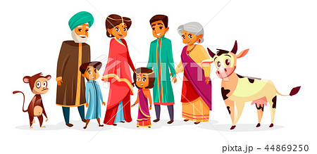 Indian family cartoon illustration characters 44869250