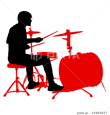 Silhouette musician, drummer on white background 44869837