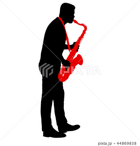 Silhouette of musician playing the saxophone  44869838