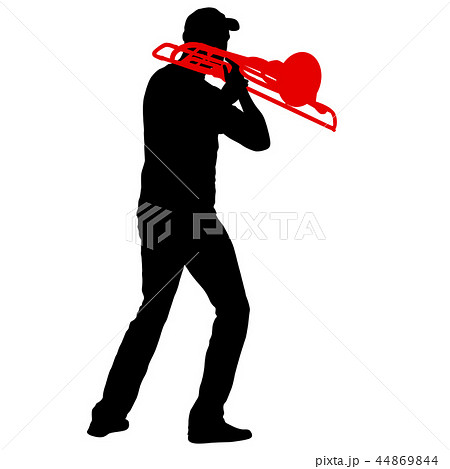 Silhouette of musician playing the trombone 44869844