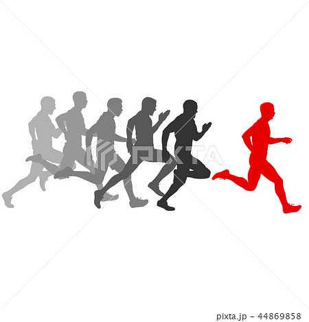 Set Silhouettes Runners Sprint Men On A White のイラスト素材