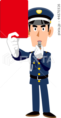レッドカードを見せる警備員の男性 レッドカードを見せる警備員の男性 44870316
