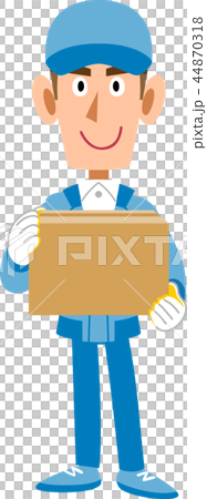 Male staff dressed in work clothes with cardboard box 44870318