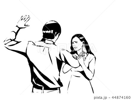 Vector - illustration of different domestic violence situations in this society. Hand drawn black on white background. 003 44874160