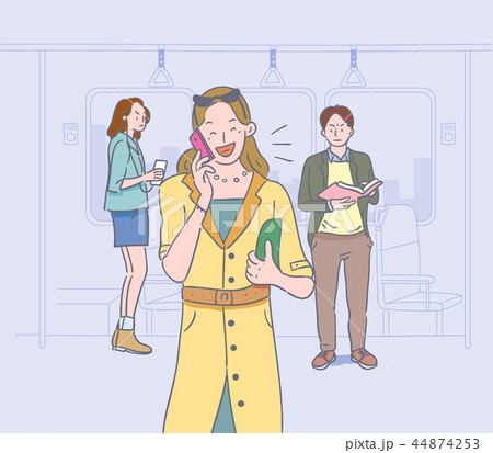 Vector - Public places are for everyone, please be gentle. manners in public places illustration. 002 44874253